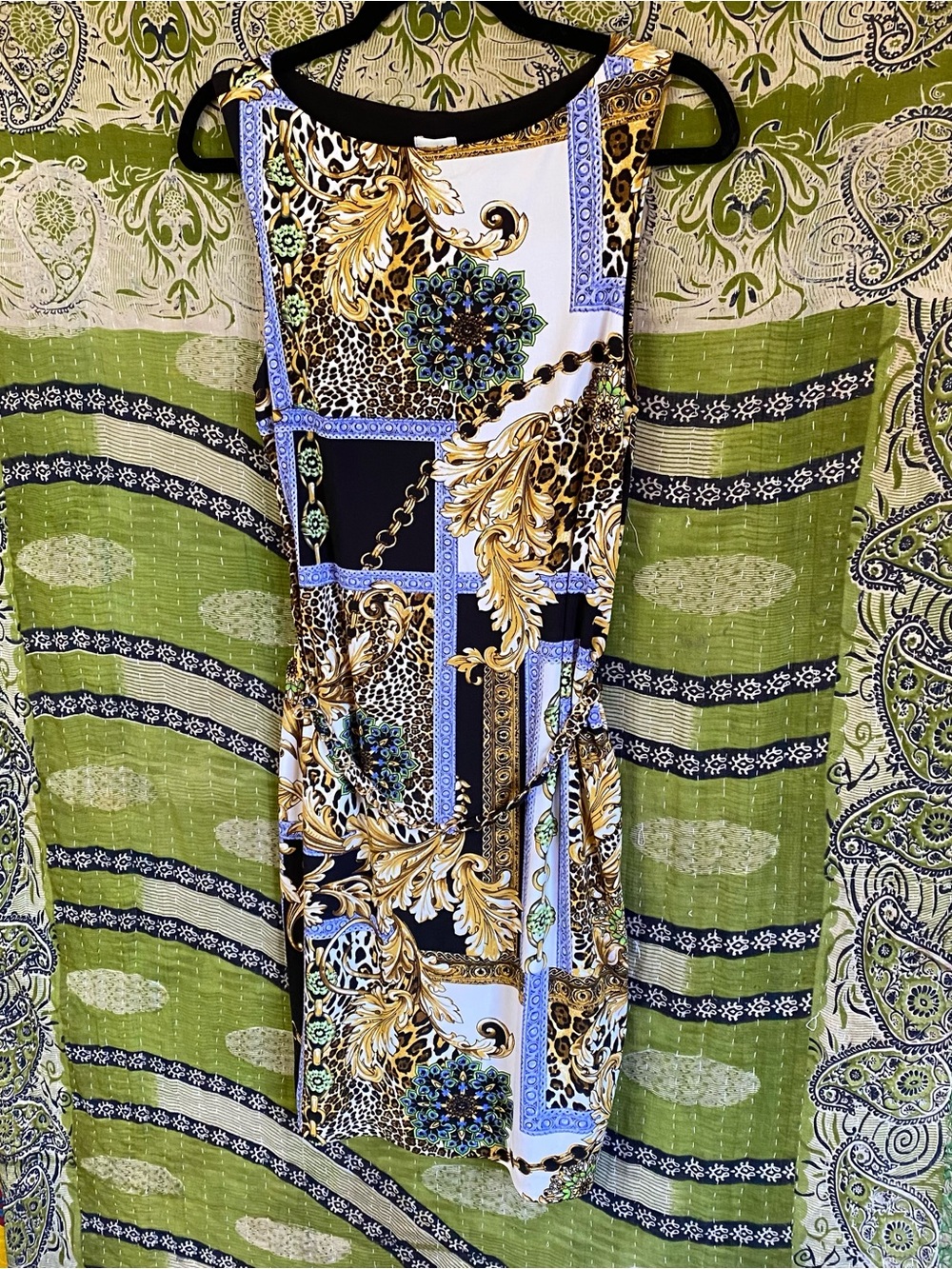NWT Y2K Cache Baroque Rococo Print Bodycon Sleeveless Dress 6 Glam Office Siren - Picture 8 of 16